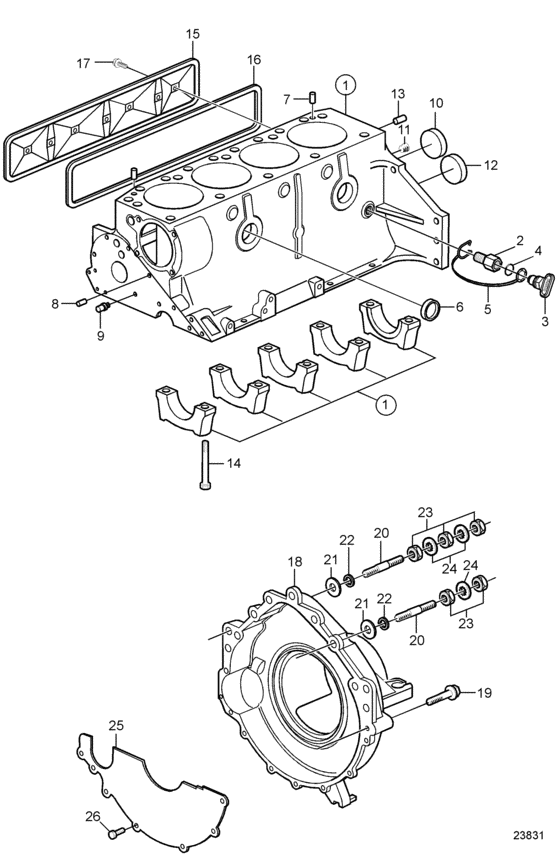 Схема узла Cylinder Block And Flywheel Housing Для Volvo Penta 3.0Glp-J