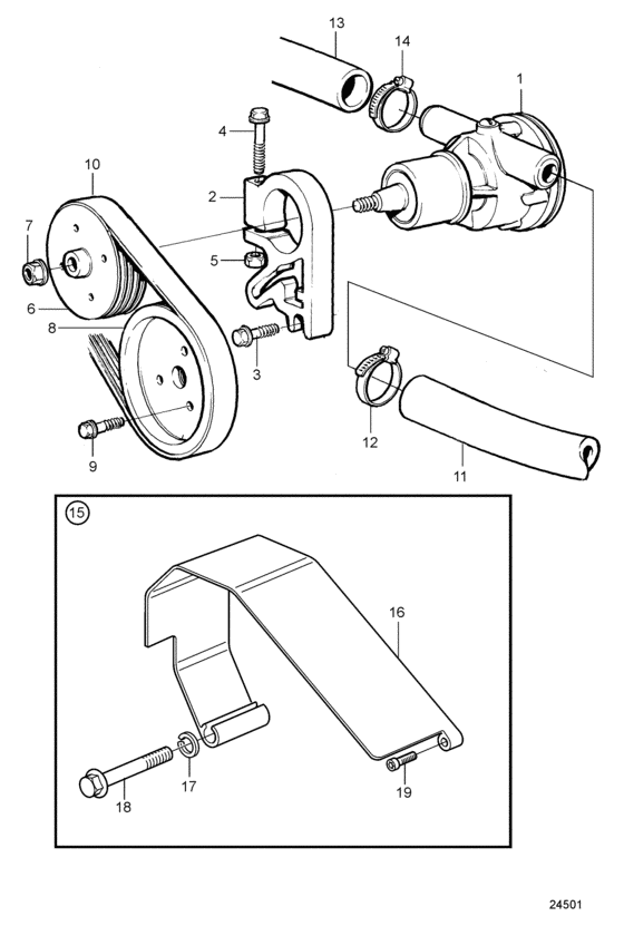 Схема узла Sea Water Pump: A Для Volvo Penta Md22L-B