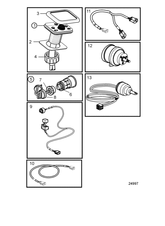 Схема узла Mounting Kit Dph, With Electronic Steering, Main Station, Evc-C3 Для Volvo Penta D6-280A-D