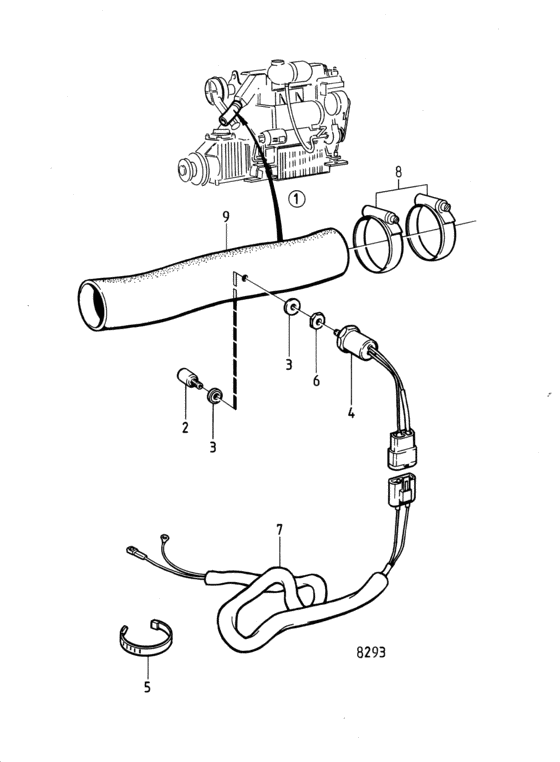 Схема узла Exhaust Thermo Switch Control Для Volvo Penta 2003Tb