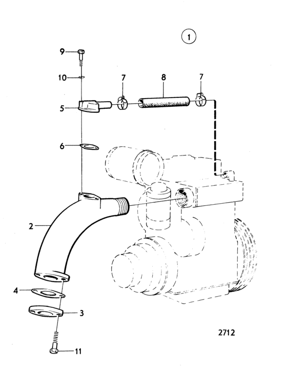 Схема узла Water Cooled Exhaust Bend Для Volvo Penta Md6A