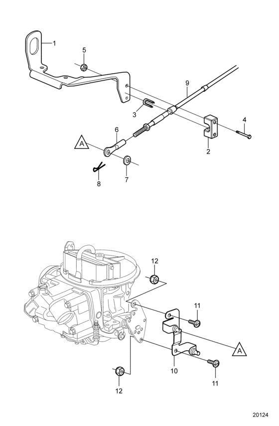 Схема узла Throttle Cable Connection Для Volvo Penta 3.0Glm-C