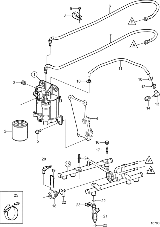 Схема узла Топливная Система Для Volvo Penta 4.3Gxi-Bf