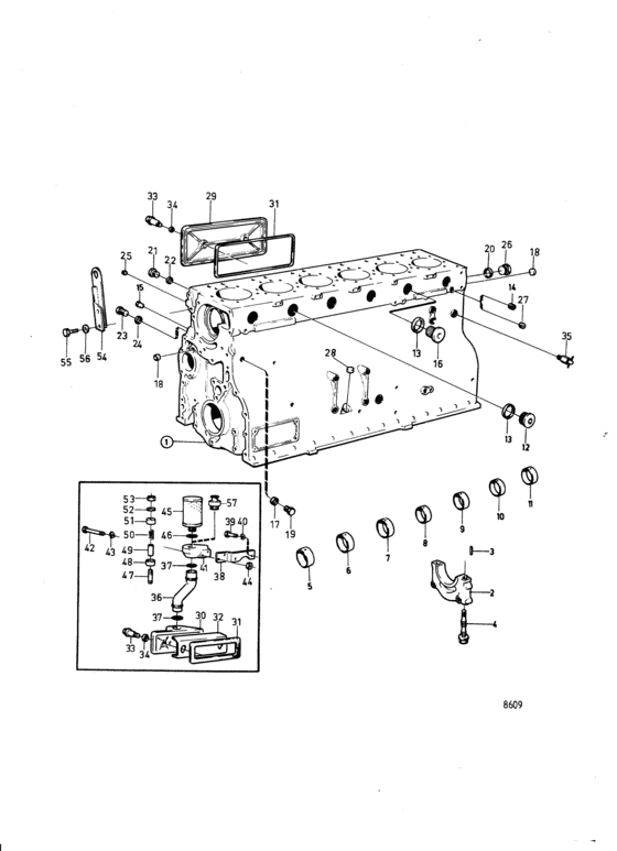 Схема узла Cylinder Block: B Для Volvo Penta Td100Crc
