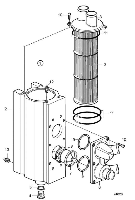 Схема узла Heat Exchanger, Components Для Volvo Penta D3-200A-D