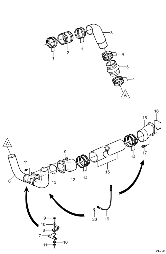 Схема узла Jackshaft Connecting Components, 4.3L Для Volvo Penta Xhp-Blt