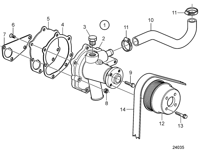 Схема узла Водяной Насос Для Volvo Penta D1-30F