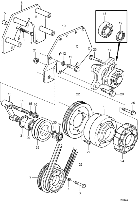 Схема узла Fan Drive System Для Volvo Penta Tamd103A-A