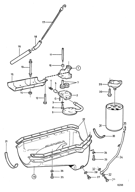 Схема узла Lubricating System: B Для Volvo Penta Aq225B