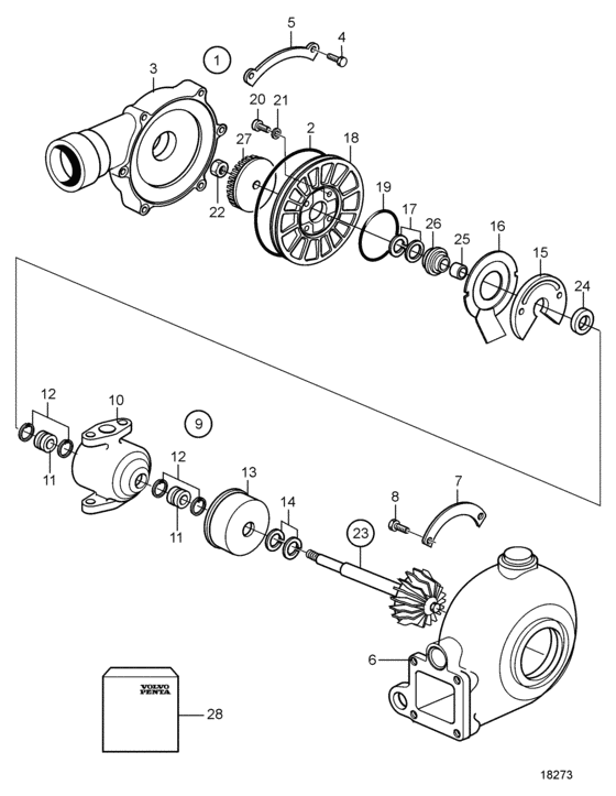 Схема узла Turbocharger, Components Для Volvo Penta Kad44P-C