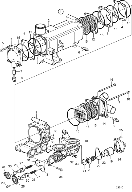 Схема узла Heat Exchanger, Components Для Volvo Penta D4-210I-B