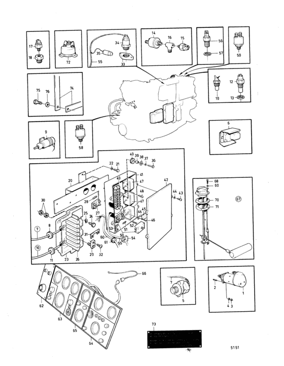 Схема узла Electrical System And Instrument Для Volvo Penta Aqd70D