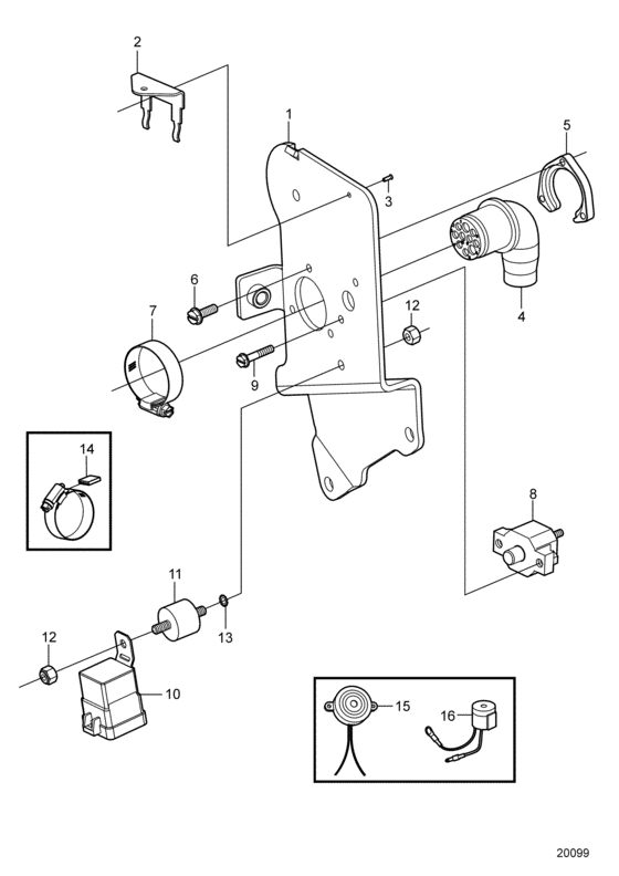 Схема узла Alarm And Circuit Breaker Для Volvo Penta 3.0Glp-B