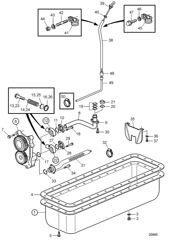 Схема узла Lubricating System: B Для Volvo Penta Kad43P-A