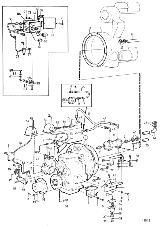 Схема узла Reverse Gear Twin Disc Mg509 And Inst. Comps. Classified Engin Для Volvo Penta Tmd100C