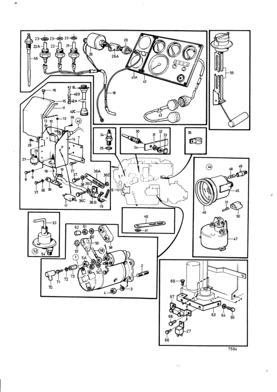 Схема узла Electrical System And Instrument Для Volvo Penta Aqad30A
