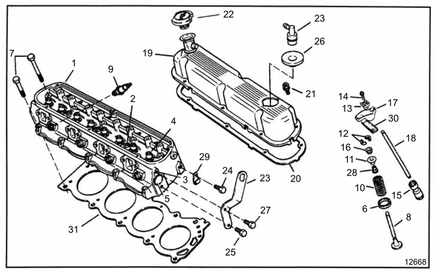 Схема узла Головка Цилиндра Для Volvo Penta 5.8Flpncb