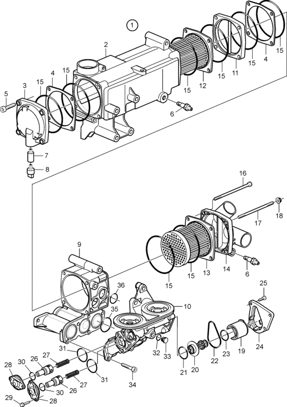 Схема узла Heat Exchanger, Components Для Volvo Penta D4-210I-A