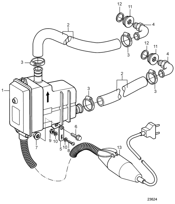 Схема узла Engine Heater, Separately Mounted Для Volvo Penta Tamd162B