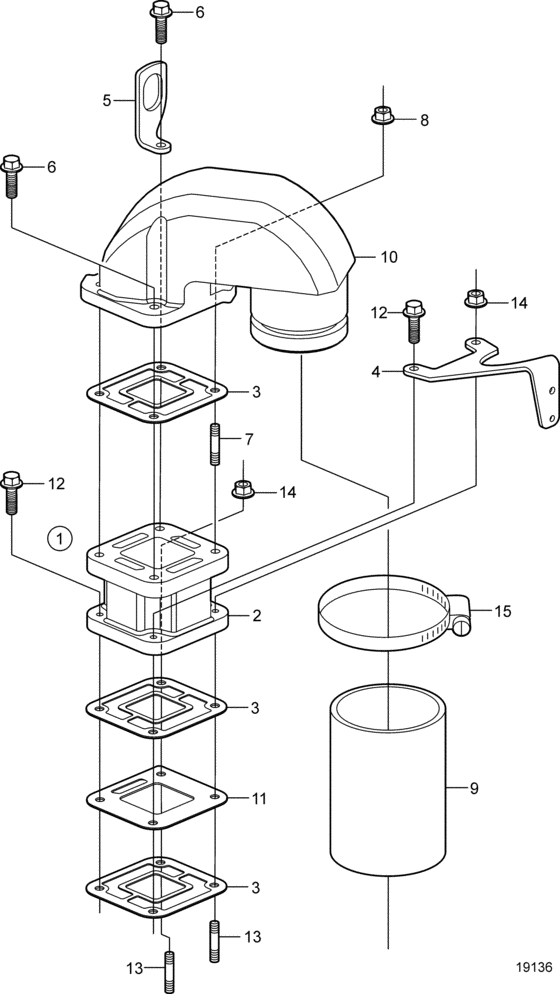 Схема узла Exhaust Riser, 3\