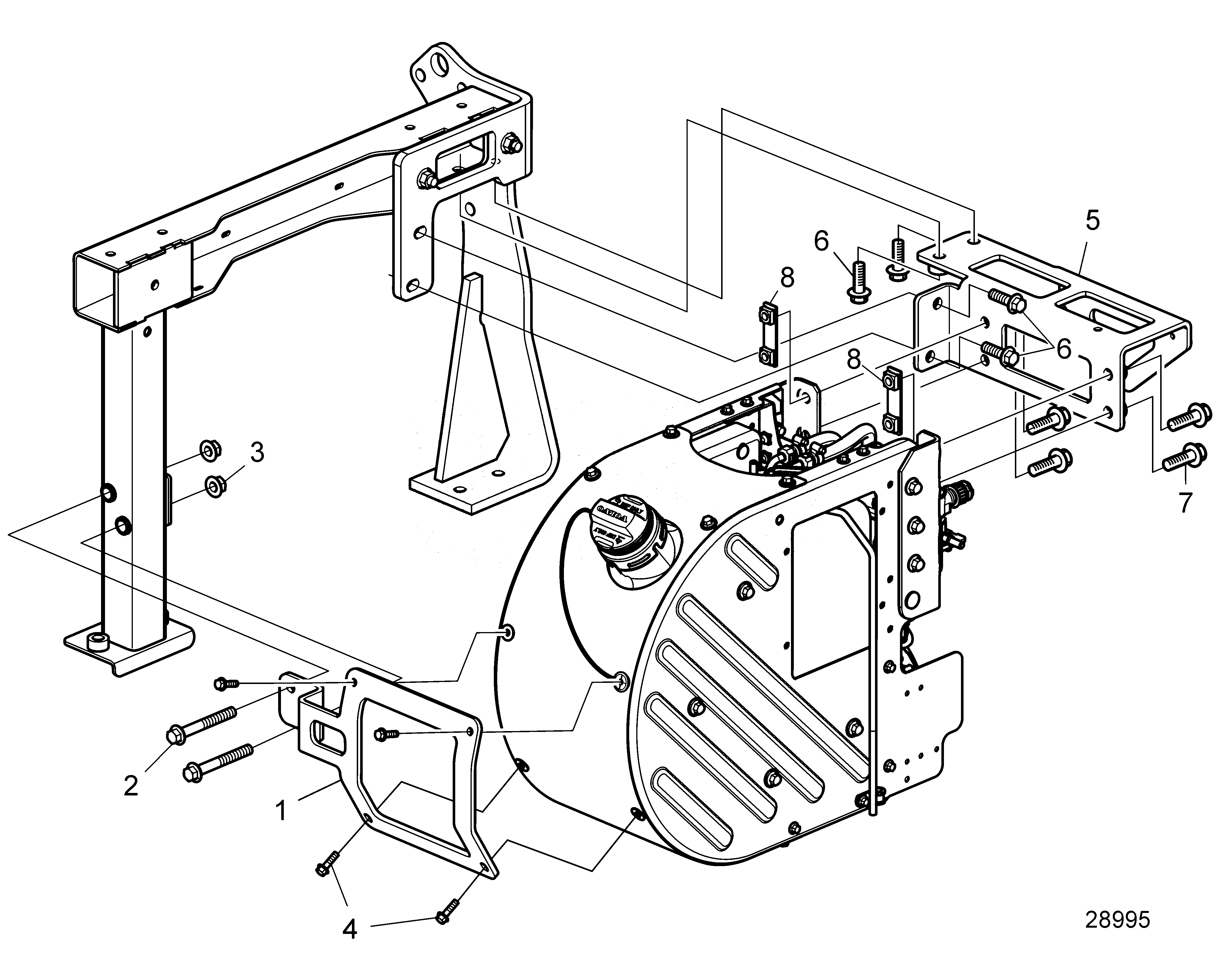 Схема узла Scr. Mounting Bracket Adblue 45L Tank, Open Power Unit