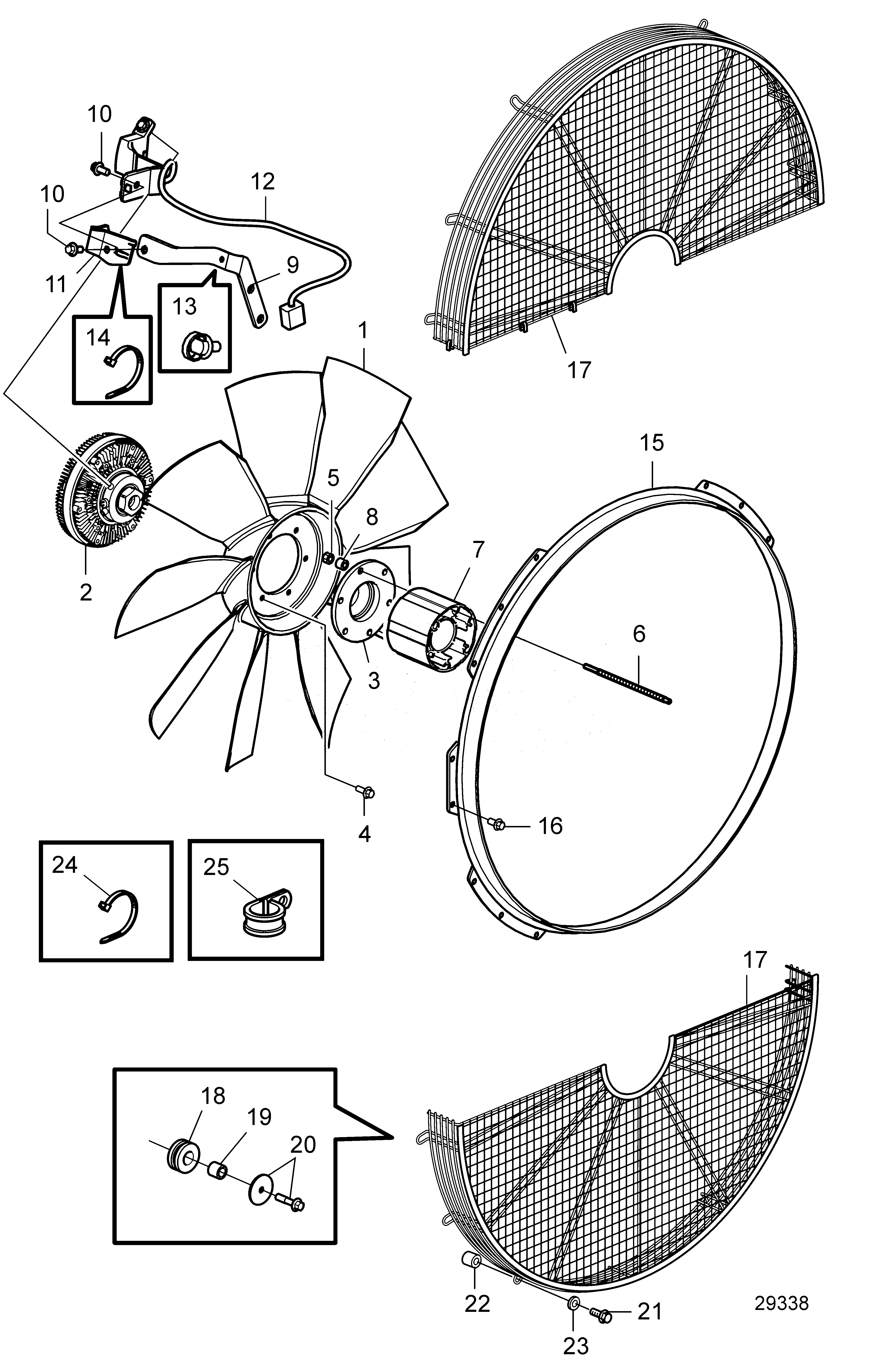 Схема узла Fan And Fan Ring. D=890Mm. Suction. Visco