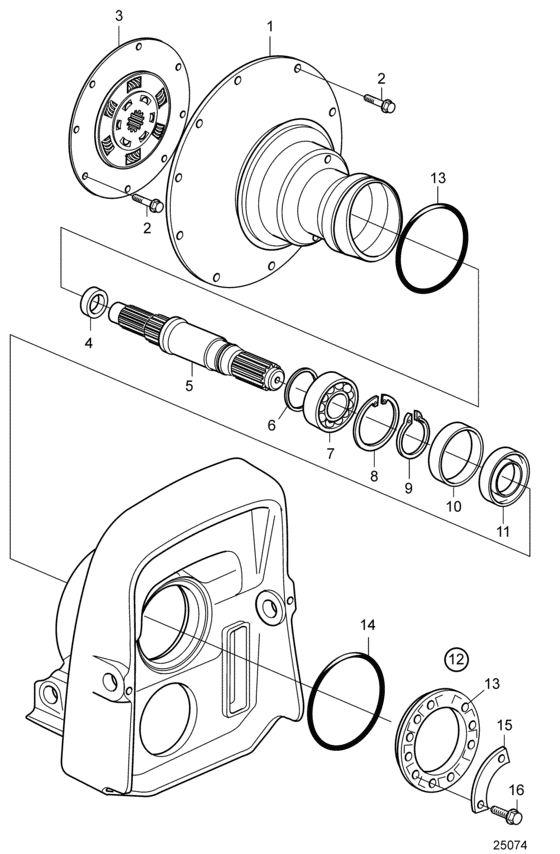 Схема узла Flywheel Housing And Primary Shaft Для Volvo Penta D6-280A-B