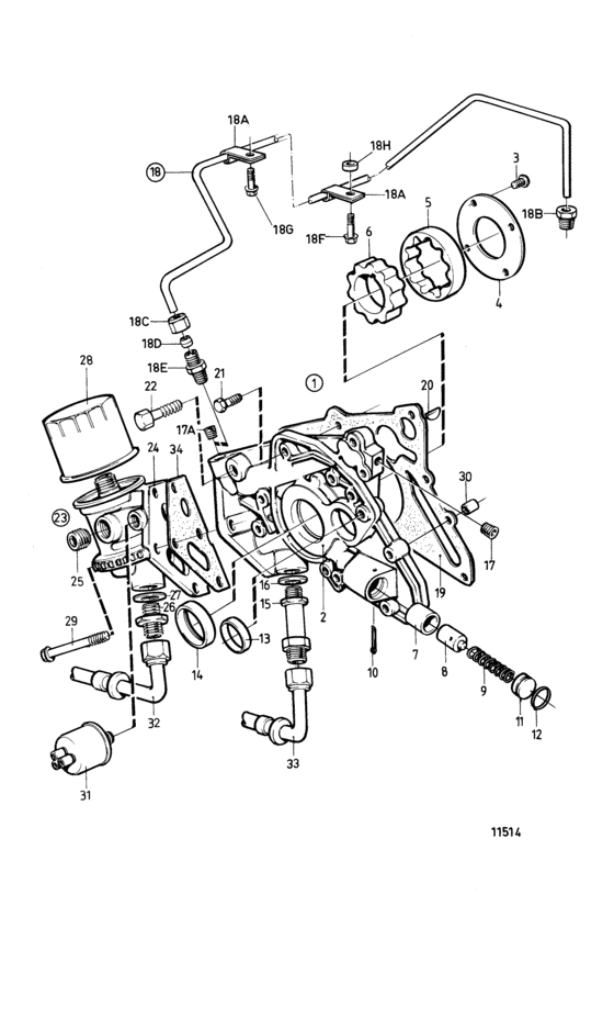 Схема узла Масляный Насос Для Volvo Penta Tmd22A