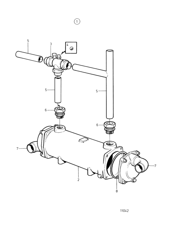 Схема узла Separately Mounted (Central-) Heat Exchanger: Sn-1101042002/ Xxxxx Для Volvo Penta Tamd162A