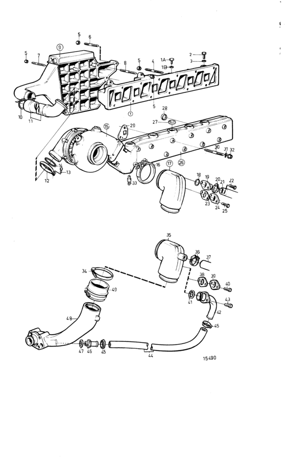 Схема узла Induction And Exhaust Manifold: A Для Volvo Penta Tamd41D