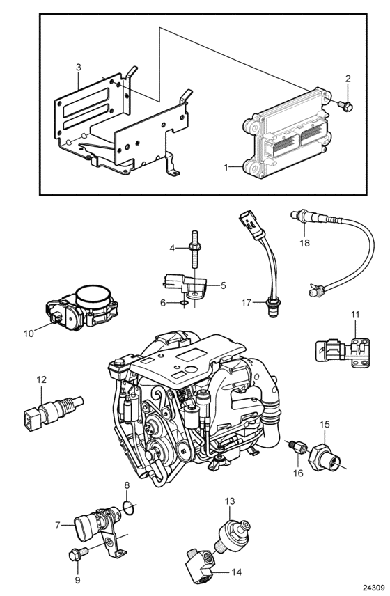 Схема узла Electronic Engine Control Для Volvo Penta 5.0Gxic-Jf