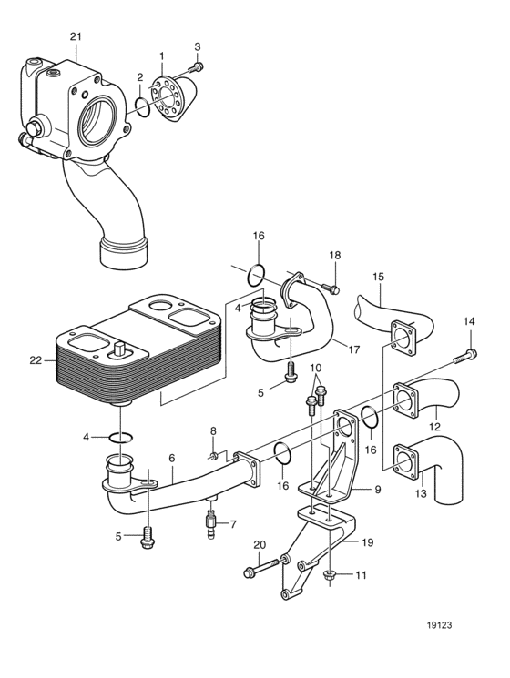 Схема узла Keel Cooling Для Volvo Penta D12C-A Mp