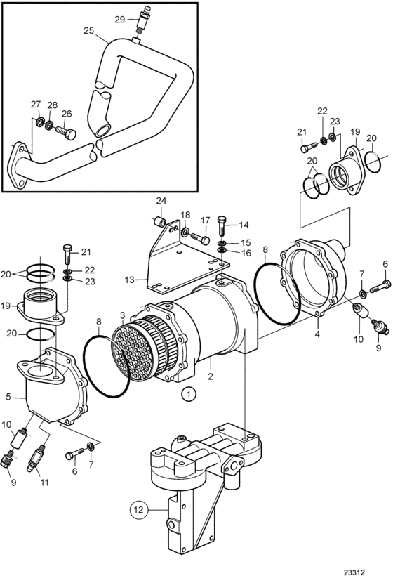 Схема узла Масляный Охладитель, Engine Для Volvo Penta Tamd102D