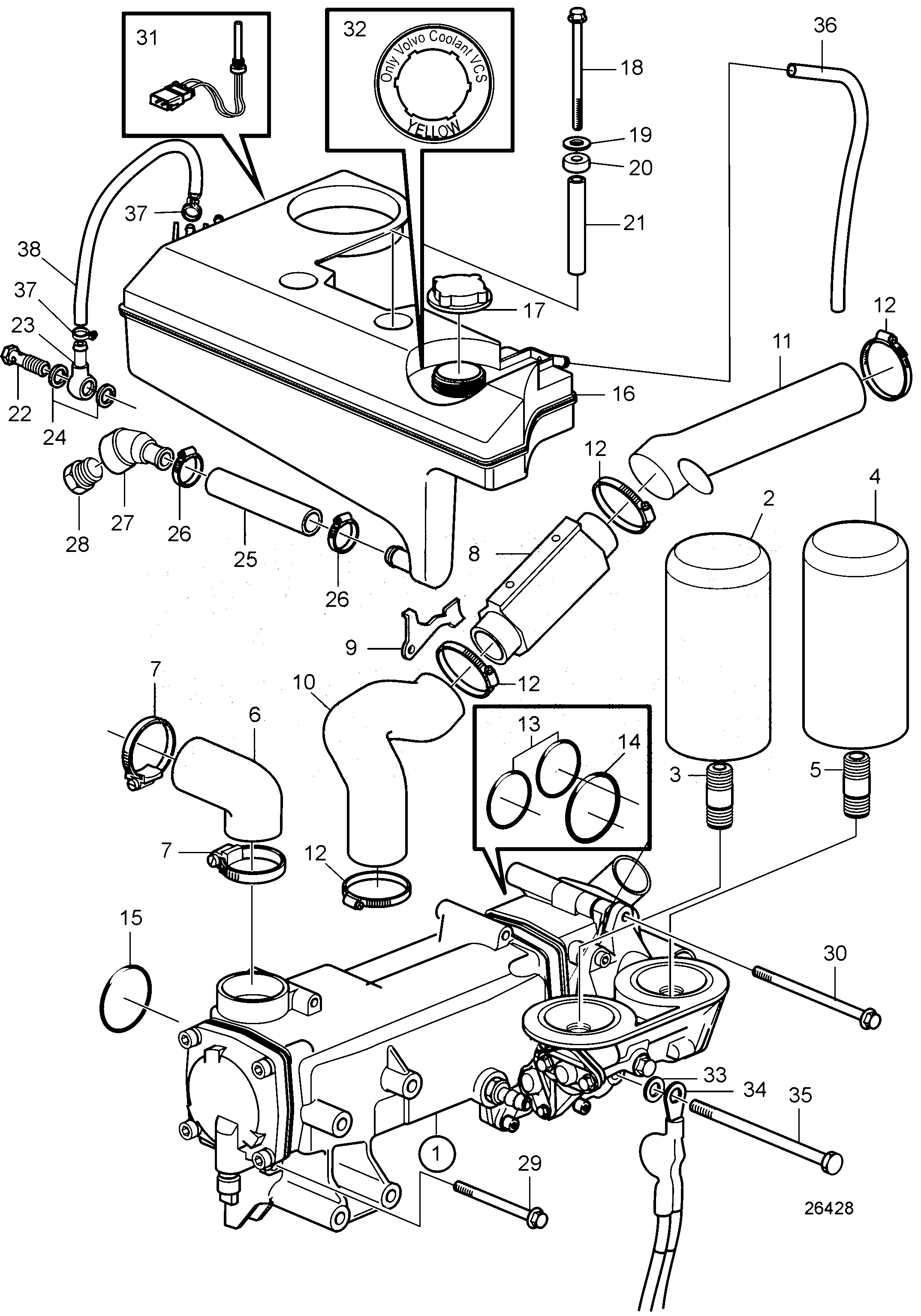Схема узла Heat Exchanger And Expansion Tank. Sn2004002831-2004017350