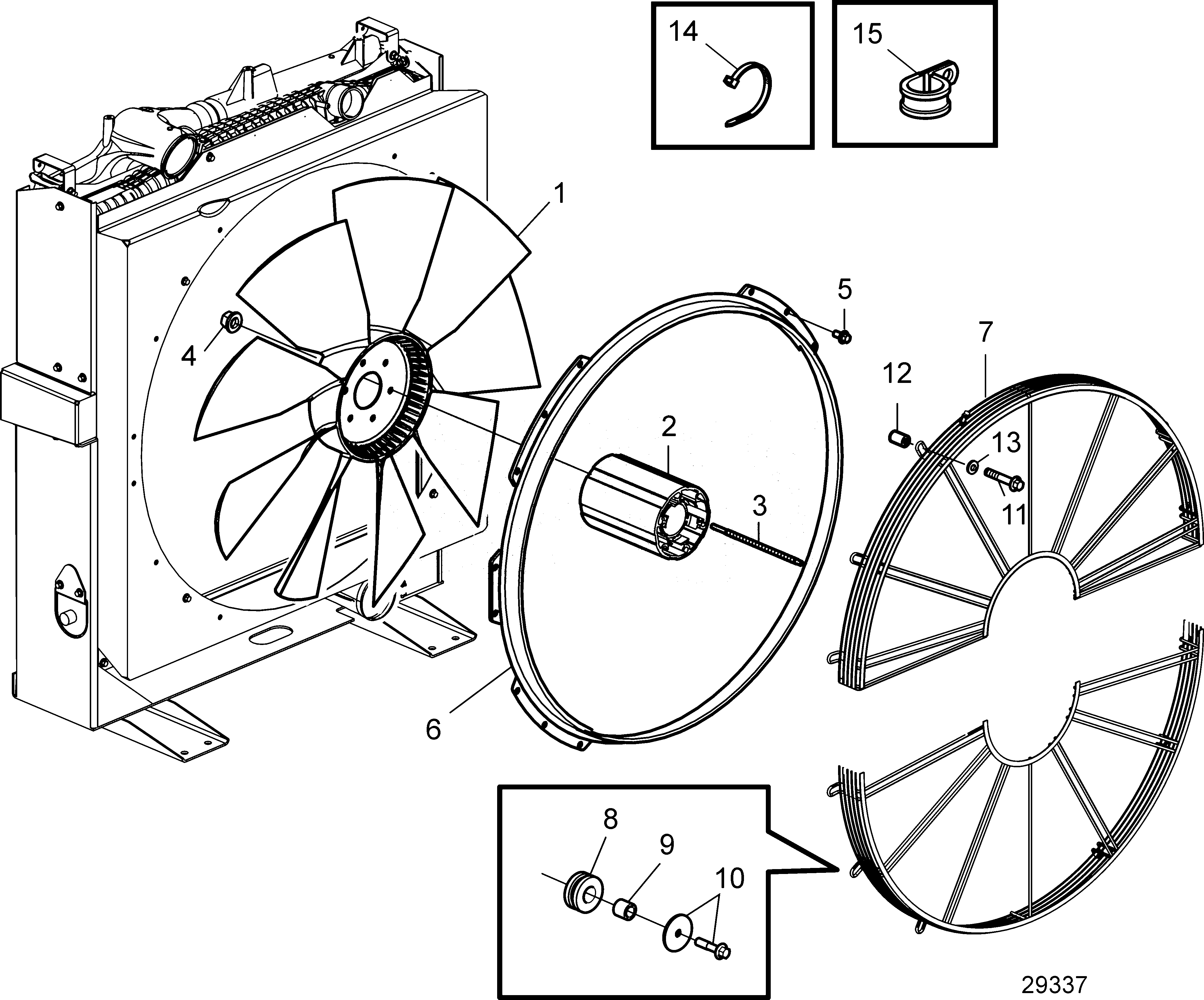 Схема узла Fan And Fan Ring, D=890Mm. Suction