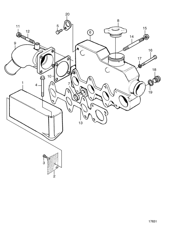 Схема узла Induction And Exhaust Manifold, Sn-5101311299 Для Volvo Penta Md2020B