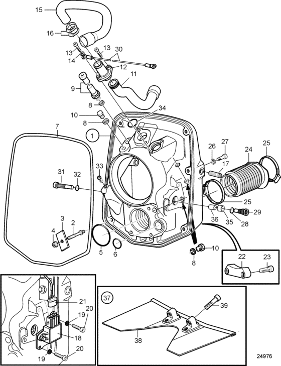Схема узла Transom Shield: Single Для Volvo Penta Dph-B