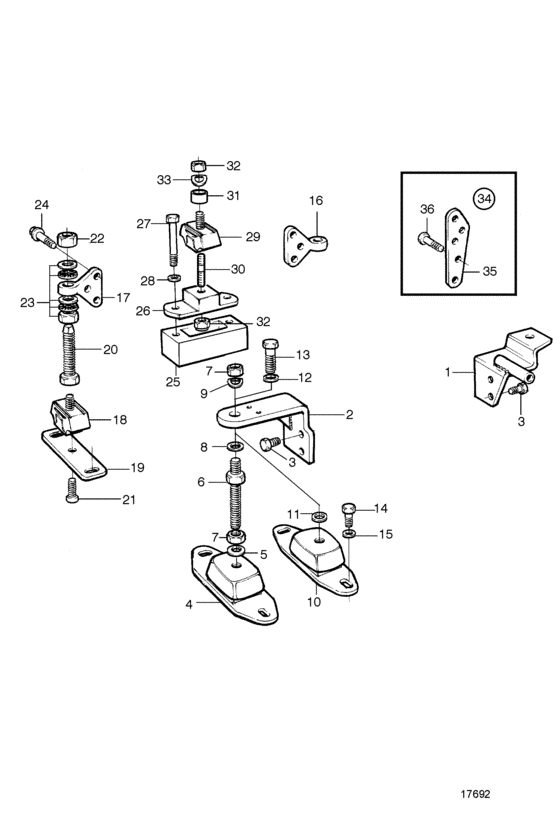 Схема узла Engine Mounting: 120S-D Для Volvo Penta Md2010B
