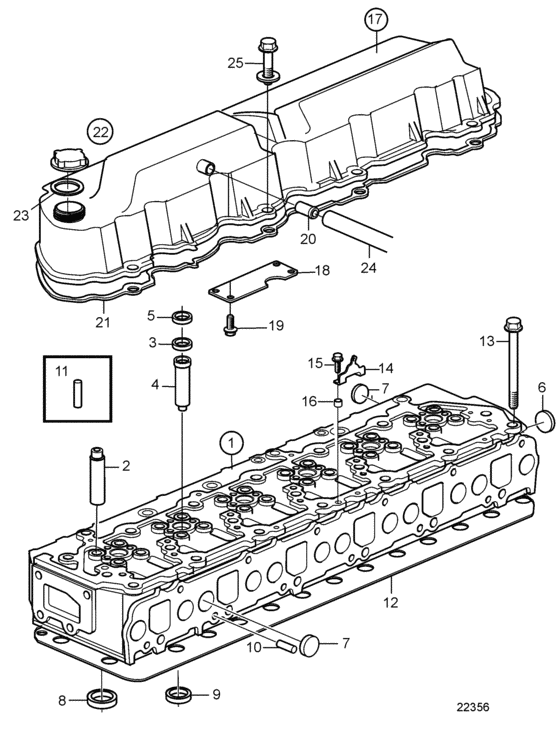 Схема узла Cylinder Head: B Для Volvo Penta Kamd44P-B