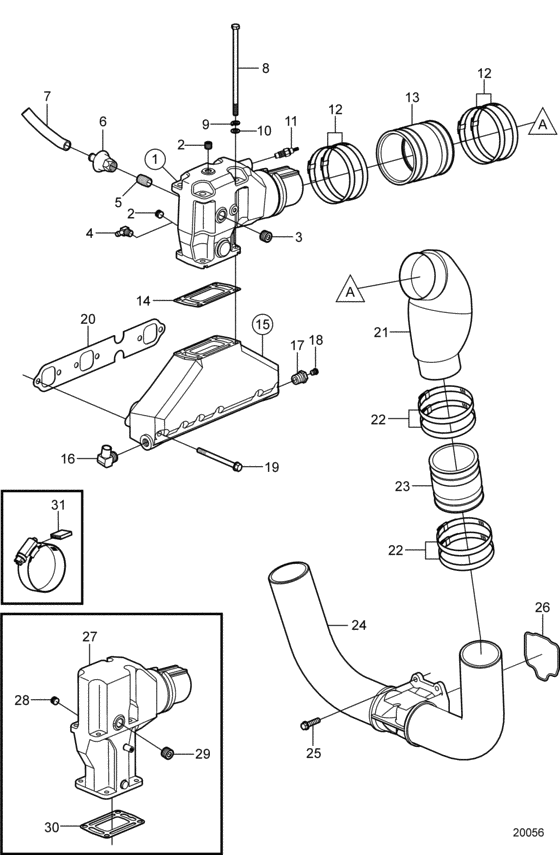 Схема узла Выхлоп Для Volvo Penta 4.3Osi-D