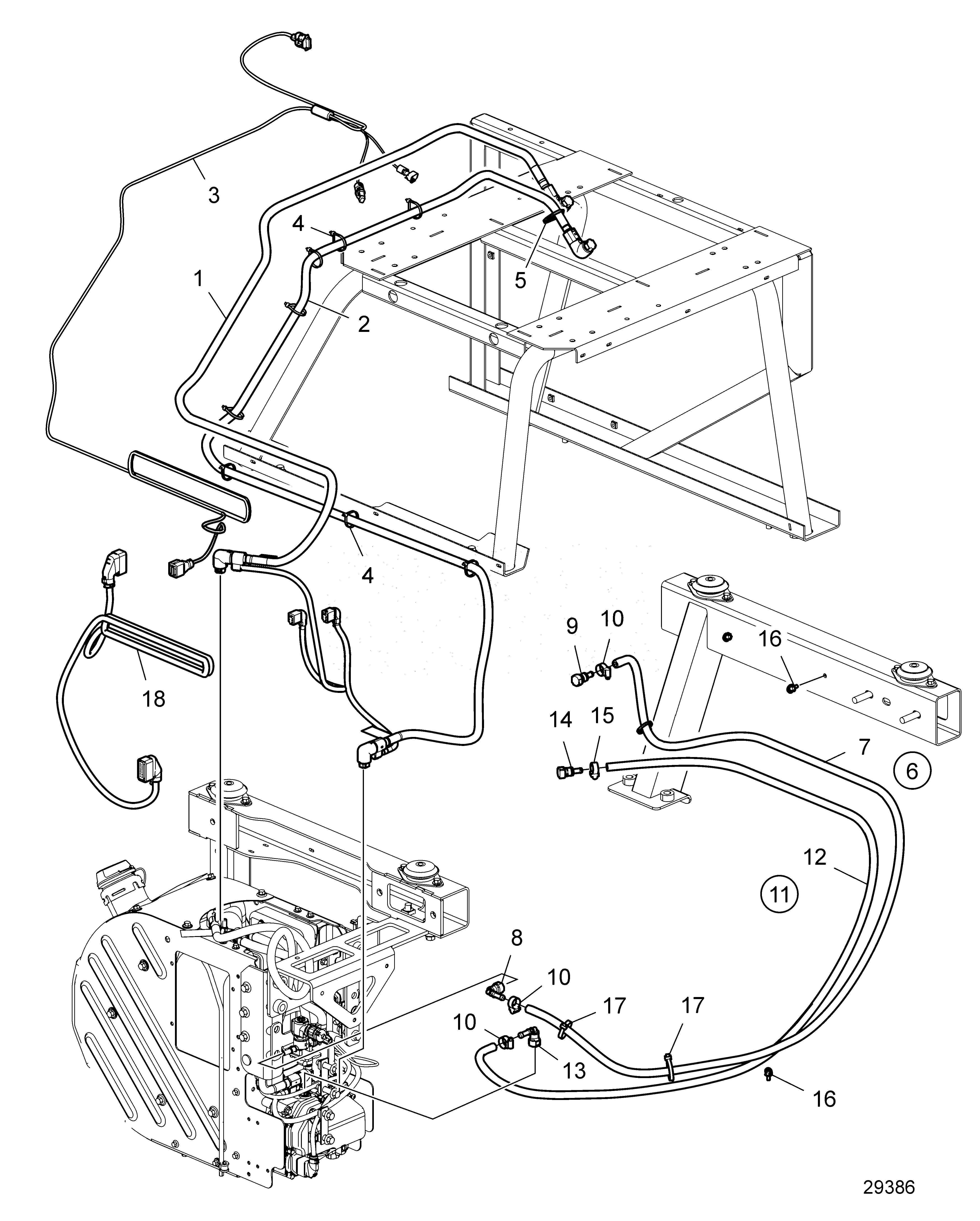 Схема узла Scr. Hoses, Cables, Open Power Unit
