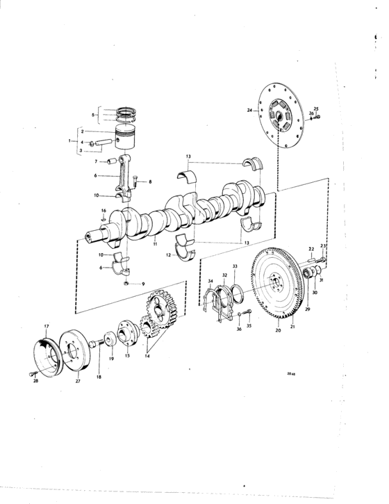 Схема узла Crankshaft And Related Parts: A Для Volvo Penta Aq165A