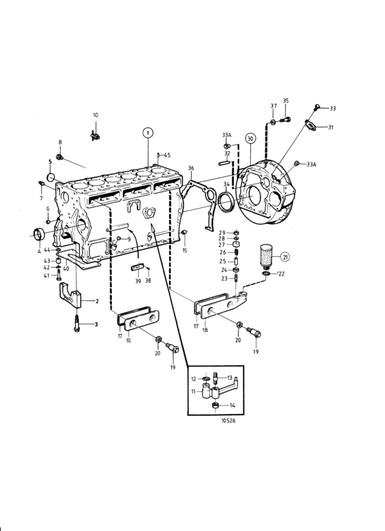 Схема узла Cylinder Block And Flywheel Casing Для Volvo Penta D41B