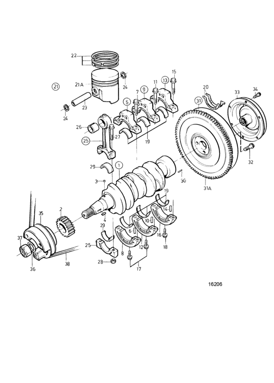 Схема узла Crank Mechanism Для Volvo Penta Md2040A