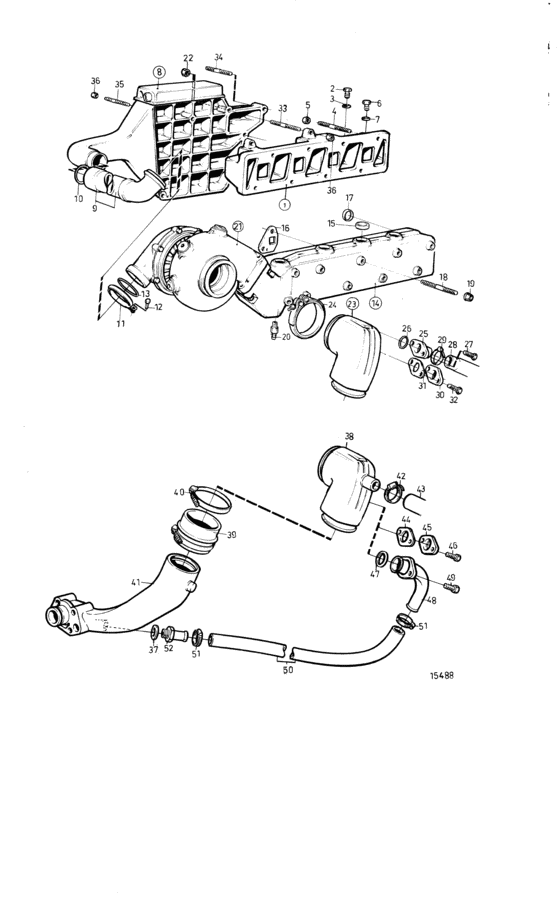 Схема узла Induction And Exhaust Manifold: B Для Volvo Penta Ad31Xd