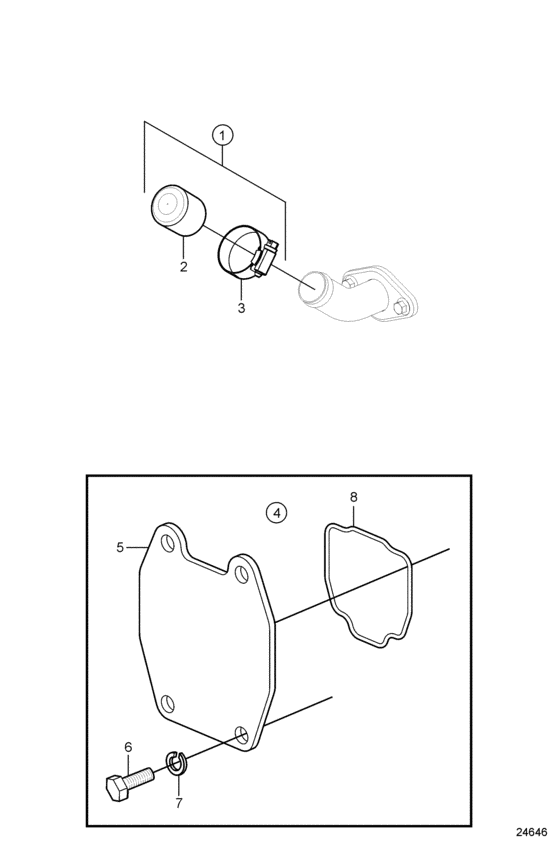 Схема узла Water And Exhaust Block Off Kits Для Volvo Penta Sx-C1
