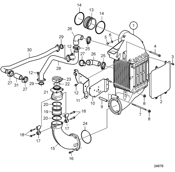 Схема узла Charge Air Cooler Front With Connection Для Volvo Penta D13B-A Mp