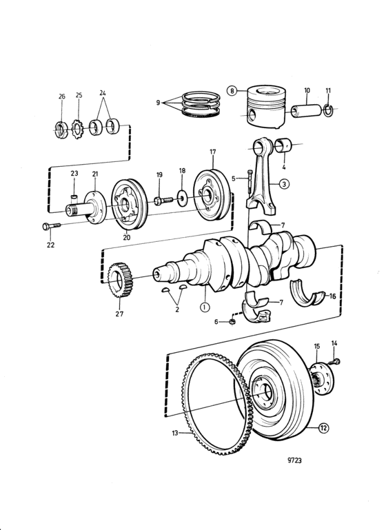 Схема узла Crankshaft And Related Parts Для Volvo Penta 2003-Solas