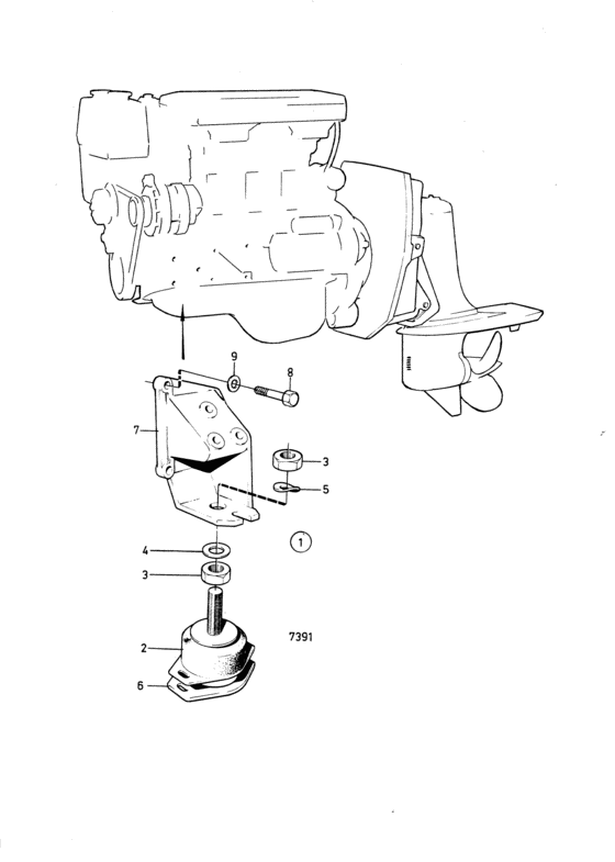 Схема узла Подвеска Двигателя Для Volvo Penta Aq125B