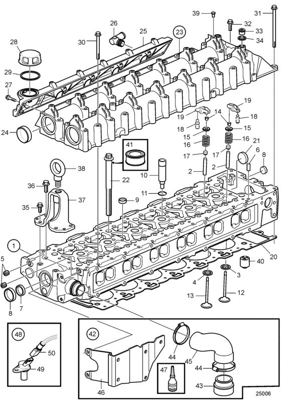 Схема узла Cylinder Head, Exchange Для Volvo Penta D6-280A-B